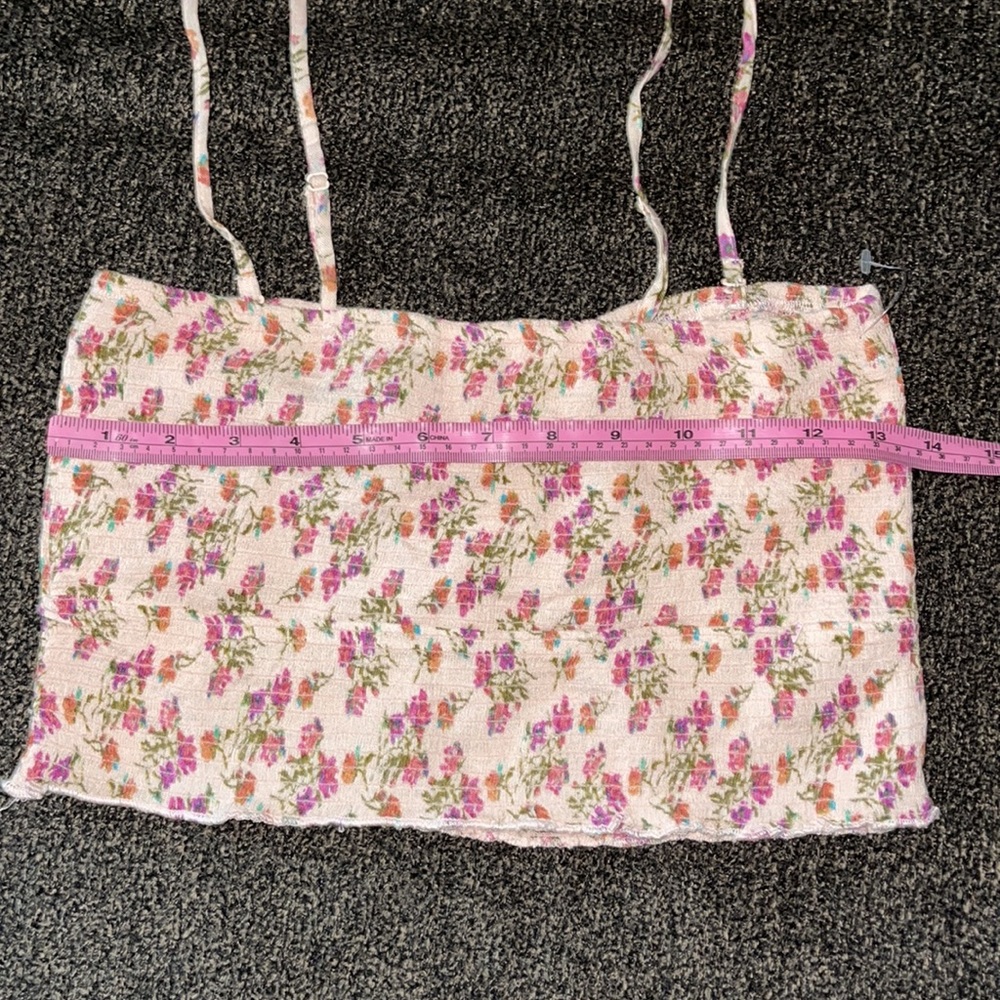 Free People Maia Petal Meadow Ruched Top with removable adjustable straps Sz L - Picture 13 of 15